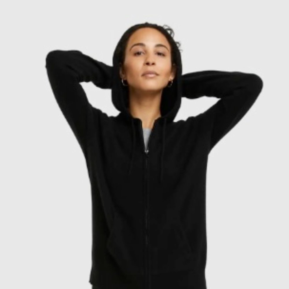 Quince: Mongolian Cashmere Full-Zip Hoodie Black Size M